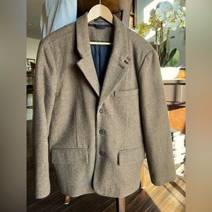 L.L. Bean Primaloft 100% Shetland Wool Blazer Jacket Coat Brown Size 40S